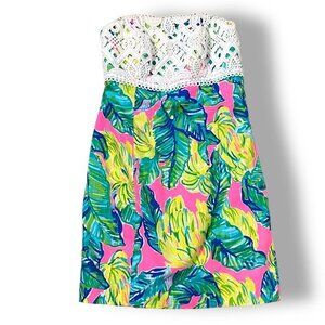 Lilly Pulitzer Brynn Dress In Pink Sunset Local Flavor Strapless Dress Sz 0